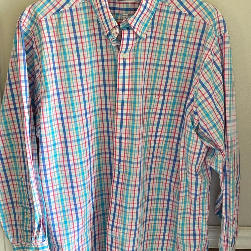 Izod Red and Blue Casual Button Down Shirt